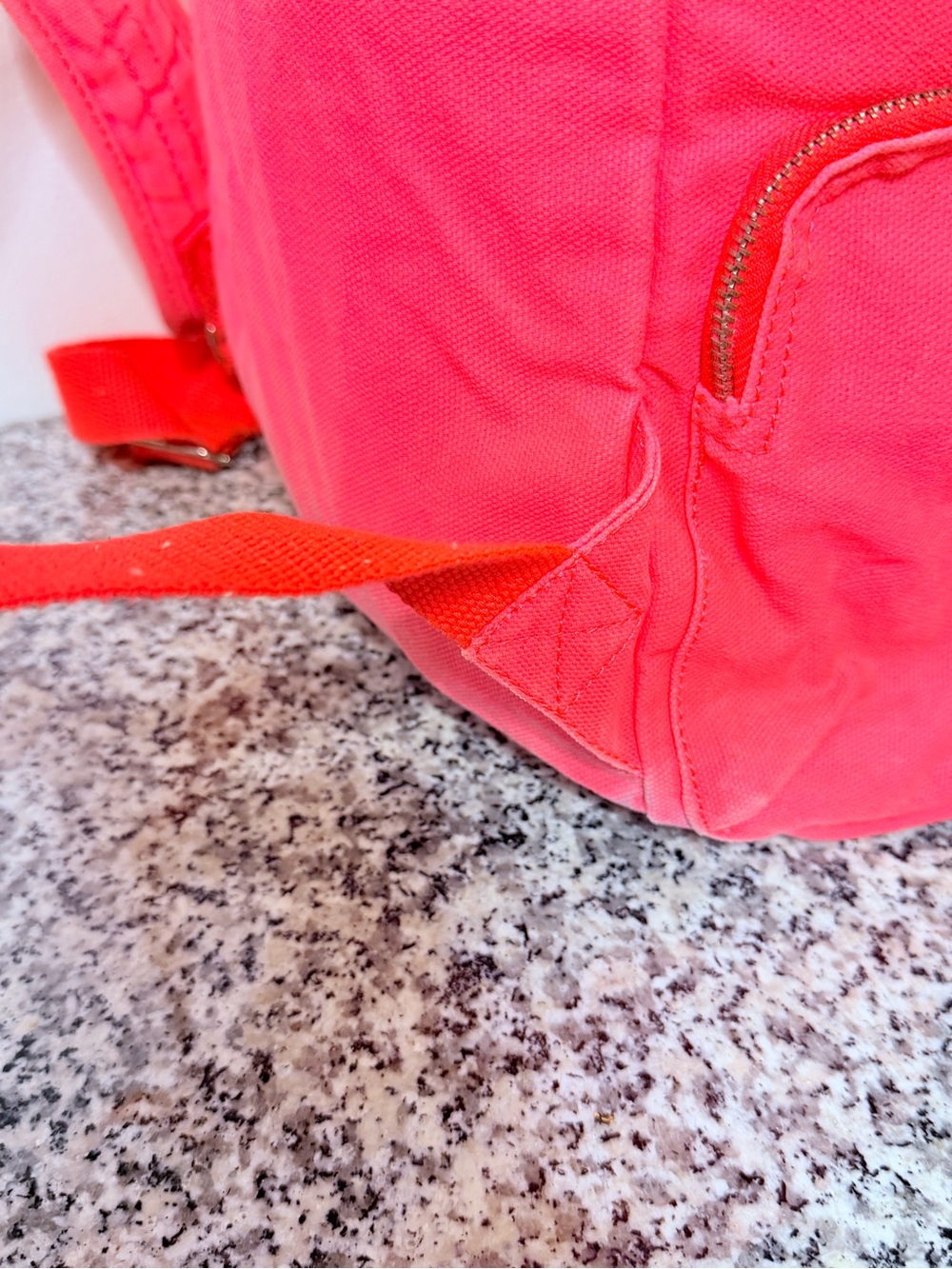 PINK Victoria's Secret Neon Pink Canvas Drawstring Backpack with Buckle Accent - Picture 6 of 11